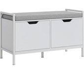 Homcom Banco Zapatero para Entrada Recibidor con Asiento Cojín Extraíble para 4 Pares de Zapatos 84x35x50 cm Blanco