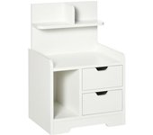 Homcom Mesilla de Noche Moderna con 2 Cajones y 3 Compartimentos de Almacenaje para Salón Dormitorio Carga 30 kg 40x30x60 cm Blanco   Aosom España