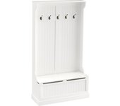 Homcom Perchero con Banco Recibidor Pasillo 5 Ganchos Almacenaje 96x34x179.7cm Diseño Elegante Marfil   Aosom España