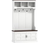 Homcom Perchero Zapatero con Banco Zapatero Ganchos Estantes y Compartimentos para Entrada Pasillo Salón 105x40x180 cm Blanco