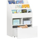 Homcom Estantería para niños con cajón, estantería de libros con estantes, 60 x 29,9 x 90 cm, Blanco