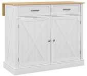 Homcom Isla de Cocina Carro con Encimera de Madera Plegable 2 Puertas 2 Cajones Estante Ajustable y 4 Ruedas 105x60x90,5 cm Blanco   Aosom España