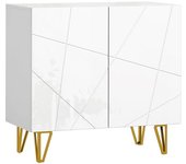 Homcom Aparador de Entrada con 2 Puertas y Estantes Ajustables para Cocina Sala 80x40x75 cm Blanco Brillo