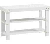 Homcom Banco Zapatero de Bambú con Asiento y 2 Estantes para 6 Pares para Entrada Salón Dormitorio 70x28x45 cm Blanco