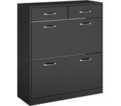 Homcom Mueble Zapatero Estrecho Armario de Zapatos con 2 Cajones Abatibles para 12 Pares de Zapatos 80x30x91,5 cm Negro