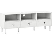Homcom Mueble TV Compacto con 3 Cajones y 3 Compartimentos para TV de hasta 65 Pulgadas 120x34x45 cm Blanco
