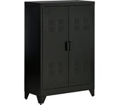 Homcom Armario Metálico con Doble Puerta y 2 Baldas Ajustables Mueble Multiusos para Oficina Salón Dormitorio 75x33x110cm Negro   Aosom España