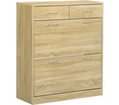 Homcom Mueble Zapatero Estrecho Armario de Zapatos con 2 Cajones Abatibles para 12 Pares de Zapatos 80x30x91,5 cm Roble   Aosom España