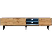 GL Store Mueble TV Madera Moderno con Vetado de Madera Luces Led Variables Diseño Minimalista de MDF Carga 50 Kg Natural   Aosom España