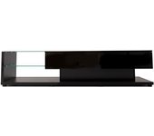 GL Store Mueble TV con Estantes de Cristal E Iluminación Led 170x36x38 cm Negro Brillo