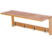Homcom Perchero de Pared de Bambú Estante Toallero de pared 4 Ganchos para Entrada Salón Baño Pasillo Dormitorio 50x16x17,5cm Carga 5kg   Aosom España