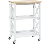 Homcom Carro de Cocina Plegable Carrito de Servicio con Ruedas con Estantes de 2 Niveles 60x40x84 cm Blanco   Aosom España