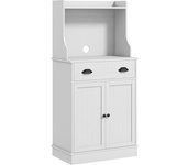 Homcom Armario microondas para cocina con espacio abierto, 1 cajón y armario 2 puertas 61 x 35 x 125,4 cm blanco