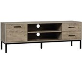 Homcom Mueble TV mesa de TV hasta 50 pulgadas con armario, 2 cajones y 2 nichos - 2 pasacables - 132 x 39 x 45,5 cm gris negro