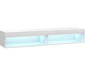 Homcom Mueble TV suspendido mural con iluminación LED para televisores de hasta 75 pulgadas, estantes, 180L x 40l x 30A cm, blanco