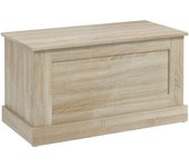 Homcom Baúl de almacenamiento, baúl de juguetes, con bisagra de seguridad, para salón, en madera, 80 x 40 x 45 cm, madera natural