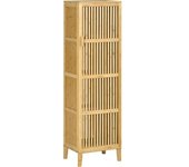 Homcom Armario de almacenamiento en bambú con estantes y puerta de diseño de láminas para baño dormitorio salón 40 x 30 x 140 cm