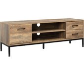 Homcom Mueble TV banc TV para televisores hasta 50 pulgadas con armario, 2 cajones y estante - 2 pasacables - 132 x 39 x 45,5 cm marrón negro