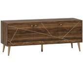 Homcom Mueble TV mueble tele de madera para televisores de hasta 60 pulgadas con armarios estantes patas de acero 130 x 40 x 52 cm marrón