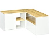 Homcom Mueble TV de esquina banco televisión de hasta 40 pulgadas con almacenamiento en aspecto de madera clara y blanco