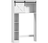Homcom Mueble de almacenamiento sobre el inodoro con puerta corredera, Estantería sobre el WC, estante ajustable, blanco