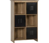 Homcom Librería Design Industrial - Mueble de Almacenamiento 3 nichos 3 armarios - Aspecto Madera con Puertas de metal Negro