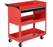 Homcom Caja de herramientas Carrito de herramientas Caja de herramientas, 3 niveles, 4 ruedas, 82 cm x 35 cm x 76 cm, Rojo