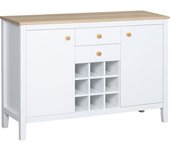 Homcom Aparador de Cocina Moderno con Cajones y Botellero Mueble Auxiliar para Comedor Salón 110x35x75 cm Blanco