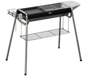Outsunny Barbacoa de Carbón Grande con Parrilla de Acero Inoxidable Bandeja Especiero y Estante de Almacenamiento 96x61x72 cm Negro   Aosom España