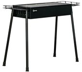 Outsunny Barbacoa de Carbón Portátil con 2 Parrillas de Acero Inoxidable y 2 Especieros Ideal para Camping 77x30x70 cm Negro   Aosom España