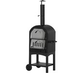Outsunny Horno de Pizza Exterior de Carbón de Leña - Barbacoa con ruedas - Horno de Leña - Piedra refractaria - Chimenea, termómetro   Aosom España