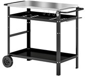 Outsunny Mesa auxiliar para plancha exterior con superficie de trabajo, carrito de barbacoa con estante ajustable 100x52x80cm   Aosom España