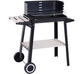 Outsunny Barbacoa de Carbón Vegetal Parrillas Asador BBQ de Picnic Altura Ajustable con Estantes y Ruedas para Jardín Exterior Acampada   Aosom España