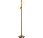 Homcom Lámpara de pie diseño lámpara de pie para sala de estar neoretro 2 cabezas bola máx. 40 W metal dorado