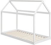 Homcom Cama Individual de 90x190 cm Somier de Madera en Forma de Casa Carga 120 kg para Dormitorio Blanco