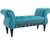 Homcom Banco de Asiento Tapizado, Estilo Terciopelo, Banco de Cama de Lujo con Patas de Madera, Banco de Entrada para Dormitorio, hasta 150 kg de