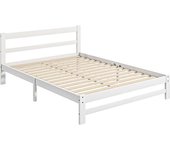 Homcom Marco de Cama de Madera 195x141 cm Estructura de Cama Doble para Colchón de 135x190 cm (no incluido) Carga 300 kg Blanco   Aosom España