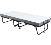 Homcom Cama Plegable 200x75x42,5 cm de Camping Portátil Colchón Individual Ruedas y Frenos Carga 150 kg para Dormitorio Salón Blanco   Aosom España