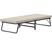 Homcom Cama Plegable Plegatín con Colchón de Espuma Respaldo Ajustable en 5 Posiciones y Ruedas Carga 120 kg 70x180 cm Crema   Aosom España