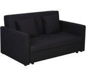 Homcom Sofá Cama de 2 Plazas Tapizado en Algodón con 2 Cojines Desmontables y Base de Almacenaje 152x101x81 cm Gris Carbón   Aosom España