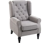 Homcom Sillón Relax Moderno para Salón con Reposacabezas y Patas de Madera Butaca Carga 160 kg Gris   Aosom España