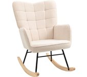 Homcom Sillón Balancín Oscilante 40° Silla Mecedora con Patas de Madera de Haya Carga 120 kg 71x98x101 cm Beige