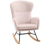 Homcom Silla Mecedora Rosa Tapizada en Terciopelo Sillón Balancín Relax con Asiento Acolchado y Reposabrazos 65x87x102cm   Aosom España