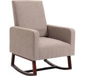Homcom Silla Mecedora Tapizada en Franela Sillón Balancín Relax con Asiento Reposabrazos Acolchados y Base de Madera 72x75x105 cm Marrón AOSOM ES