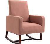 Homcom Silla Mecedora Tapizada en Franela Sillón Balancín Relax con Asiento Reposabrazos Acolchados y Base de Madera Ideal 72x75x105cm Marrón AOSOM ES
