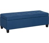 Homcom Banco de Almacenamiento Puff de Almacenaje Taburete Tapizado en Lino con Tapa Abatible para Entrada 125x49x41,5 cm Azul