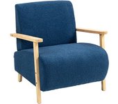 Homcom Sillón Nórdico de Borreguito Acolchado Grueso y Patas de Madera Asiento Amplio para Salón Dormitorio 74,5x76x78 cm Azul