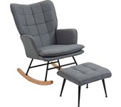 Homcom Silla Mecedora con Reposapiés y Cojín Acolchado Diseño Antivuelco Carga 130 kg 64x89x90 cm Gris Confortable   Aosom España