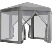 Outsunny Carpa cenador carpa de recepción hexagonal de estilo acogedor metal poliéster Gris   Aosom España