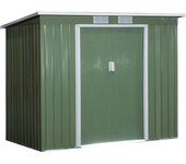 Outsunny Cobertizo de Jardín 213x130x173 cm Caseta de Exterior Metálica para Almacenamiento de Herramientas Verde Oliva   Aosom España